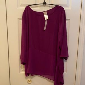 Chico's size 4, XXL, 20 Asymmetrical Tunic Top, 3/4 Sleeves, NWT